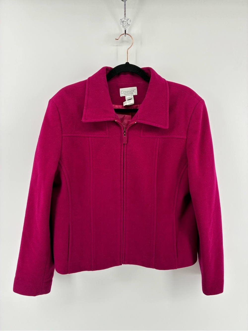 Vintage Wool & Cashmere Blend Magenta Zip-Front Women's Jacket